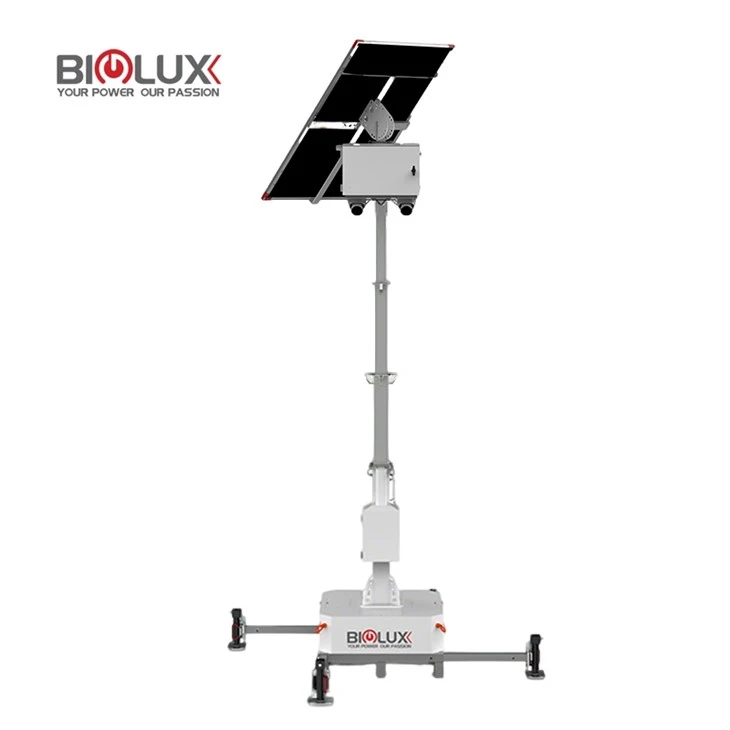 برج HiGUARD Solar CCTV مع لوحة ثنائية الجانب بقدرة 450 وات خارج الشبكة